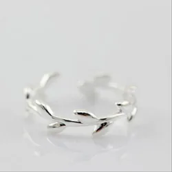 New Simple Aesthetic Tree Branches 925 Sterling Silver Jewelry Leaf Popular Not Allergic Opening Rings R045