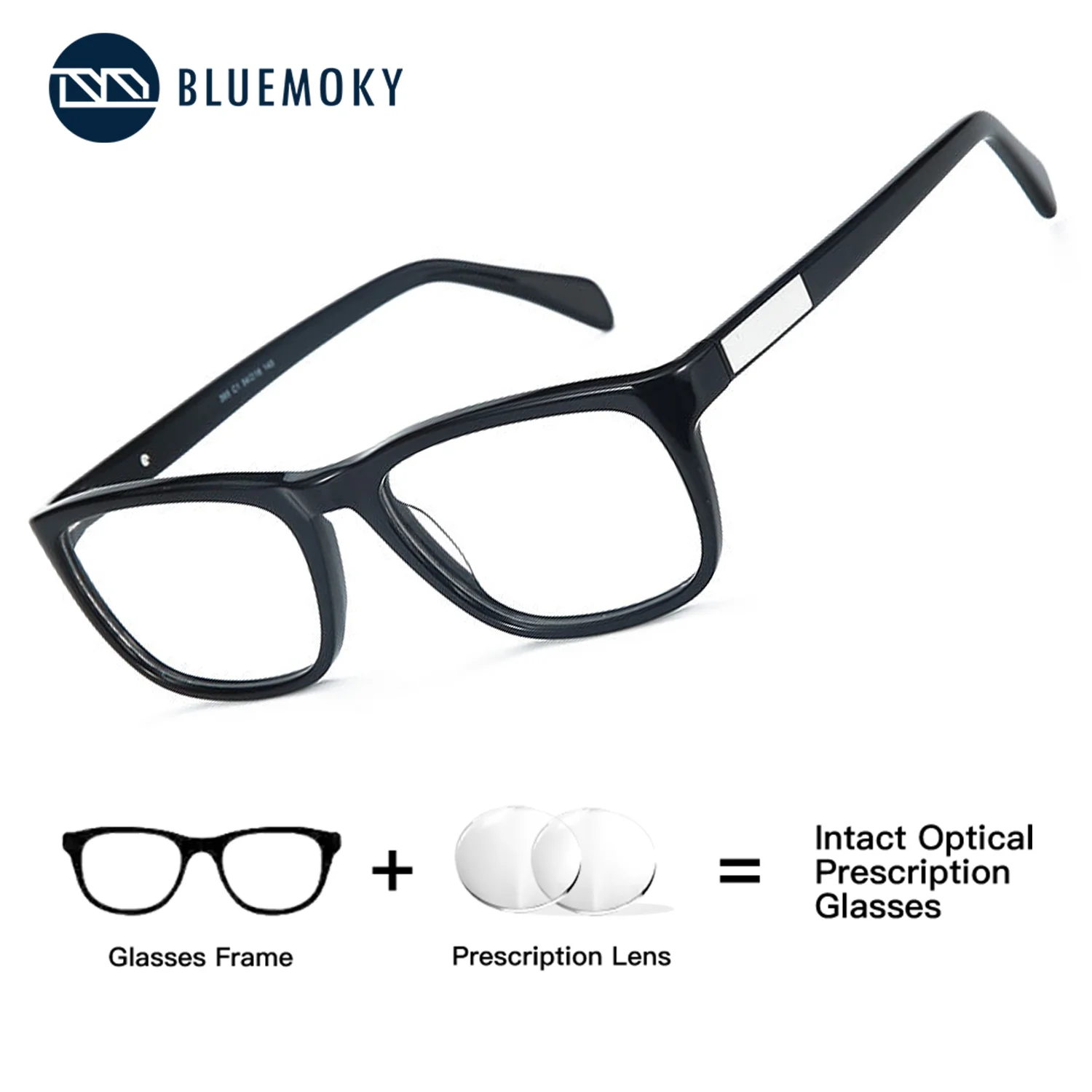 

BLUEMOKY (XS Size) Square Prescription Glasses For Men In Acetate Featuring Myopia Photochromic And Anti Blue Light Lenses