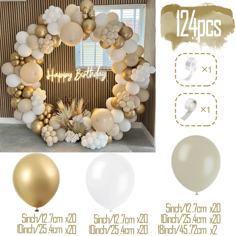 Apricot Coffee Brown Balloons Garland Arch Kit Wedding Birthday Party Decorations Kids Baby Shower Supplies Latex Balloon Globos