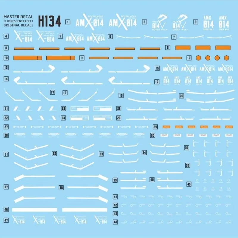 Master Decal H134 Fluorescent Water Decals Fit HGUC 1/144 AMX-014 Doven Wolf High Precision Hobby DIY Model Assembly Stickers