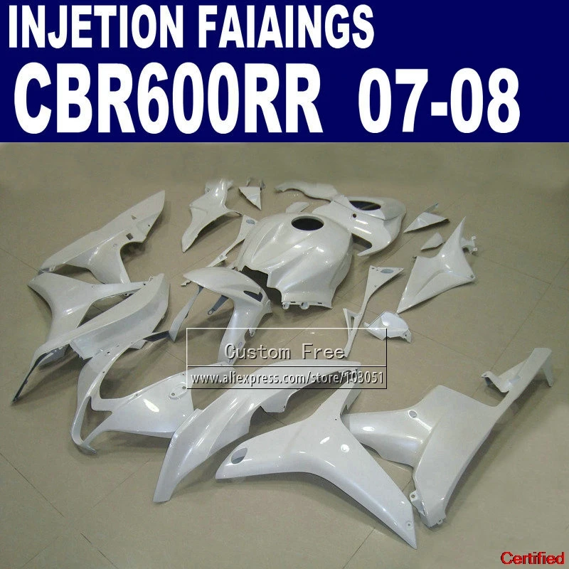 

Injection Fairings Kits For Honda CBR 600 RR F5 Fairing Set 07 08 CBR 600RR CBR600RR 2007 2008 Full White Motorcycle Parts