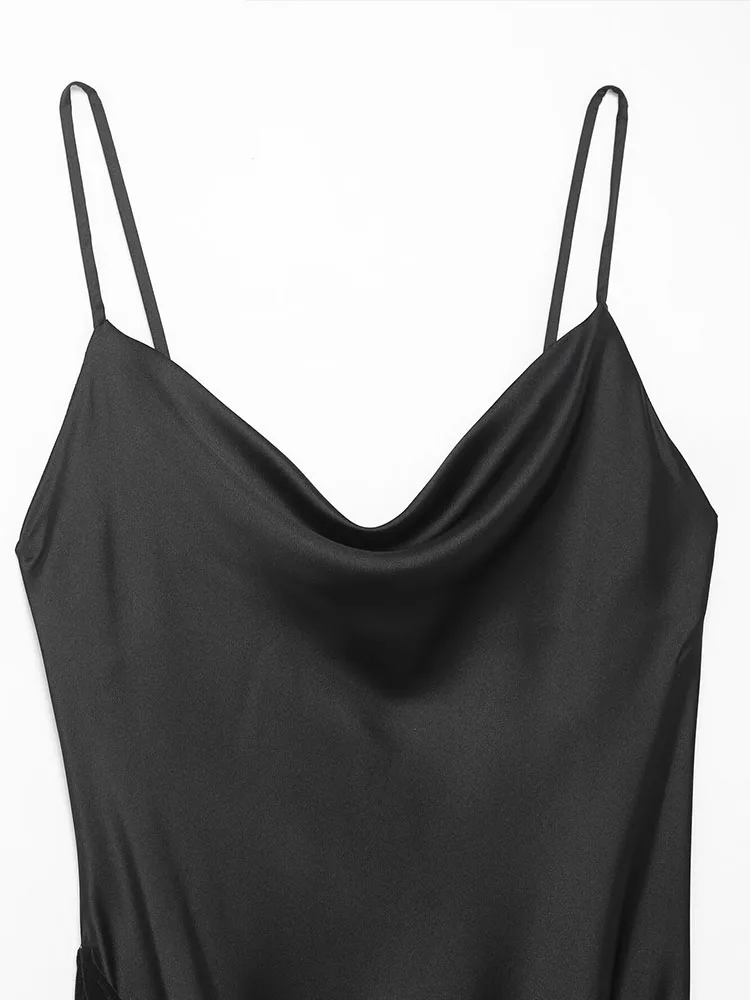 HH Frauen Mode Fransen Samt Patchwork Party Langes Kleid Weibliche Elegante Schwarze Abendkleid Sexy Ärmelloses Hosenträger Kleid