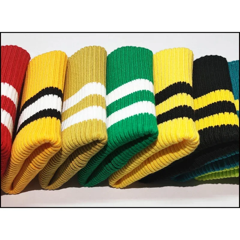 Striped Rib Cuff Fabric Thick Rib Cotton Good Elastic For Autumn Winter Clothing Coat Hoodies Sportswear Sleeve Cuff 2Pcs