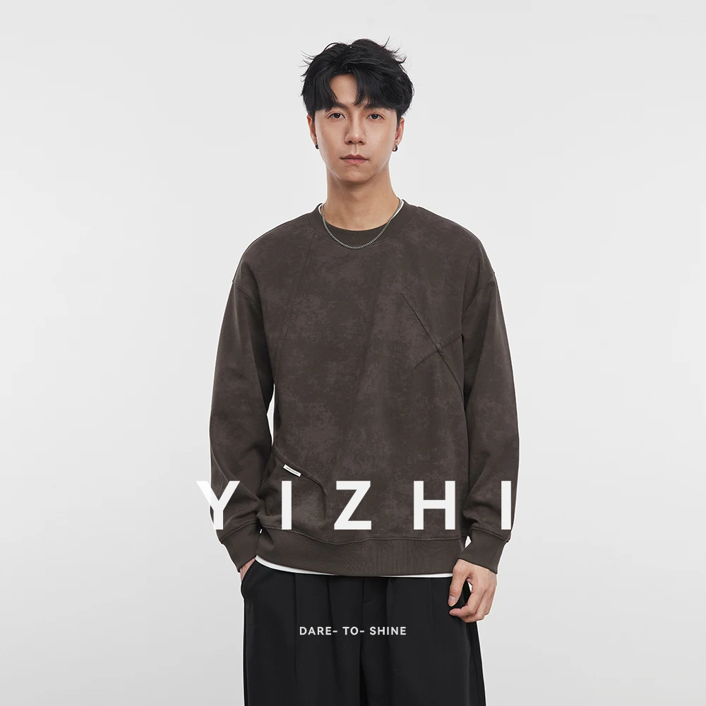 Felpa girocollo americana retrò tie-dye da uomo 2025 Primavera e autunno Nuovo design alla moda Top a maniche lunghe Pullover da uomo