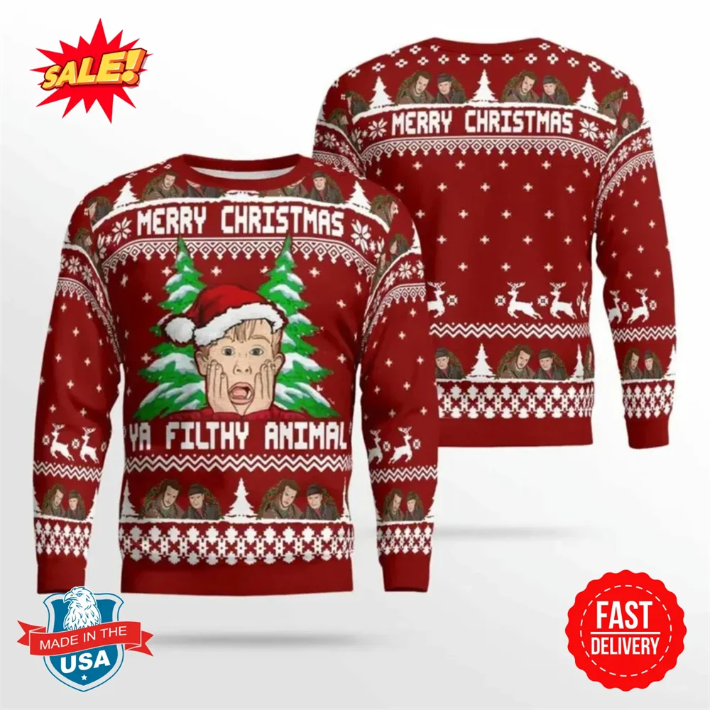 

Family Movie Ugly Christmas Sweater, "Mom Alone" Movie Christmas Sweater, Christmas Gift for Men and Women