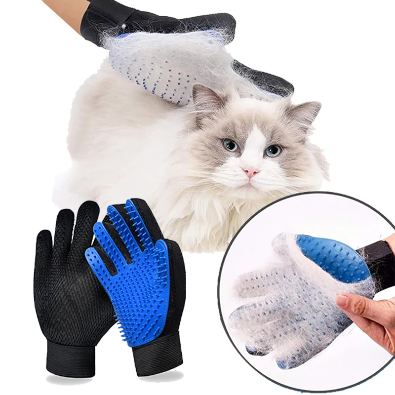 

Pet Grooming Gloves Silicone Cats Hair Brush and Comb Gloves to Bathe Dogs Cleaning Hair Removal for Dog Animal Use Supplies