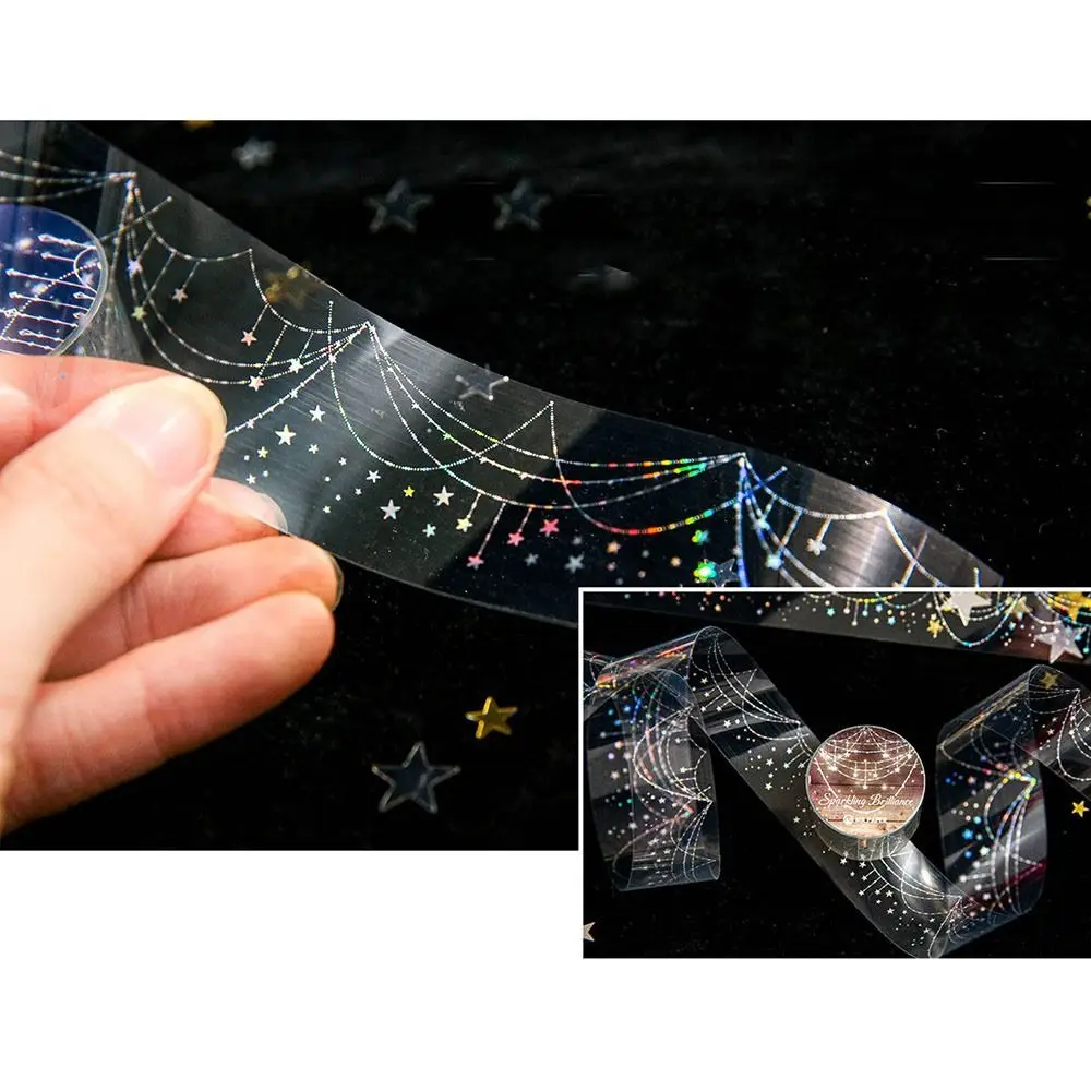 Nastro PET Multifunzionale Scintillante, Materiale per Collage Fai-da-Te, Nastro Decorativo Glitterato per Diari, Impermeabile