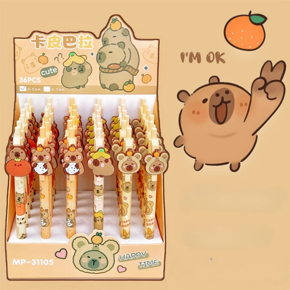 Lápiz mecánico Happy Capybara, lápices japoneses bonitos para escribir, papelería, escuela, suministros de oficina, regalo, 0,5mm, 4 unidades por