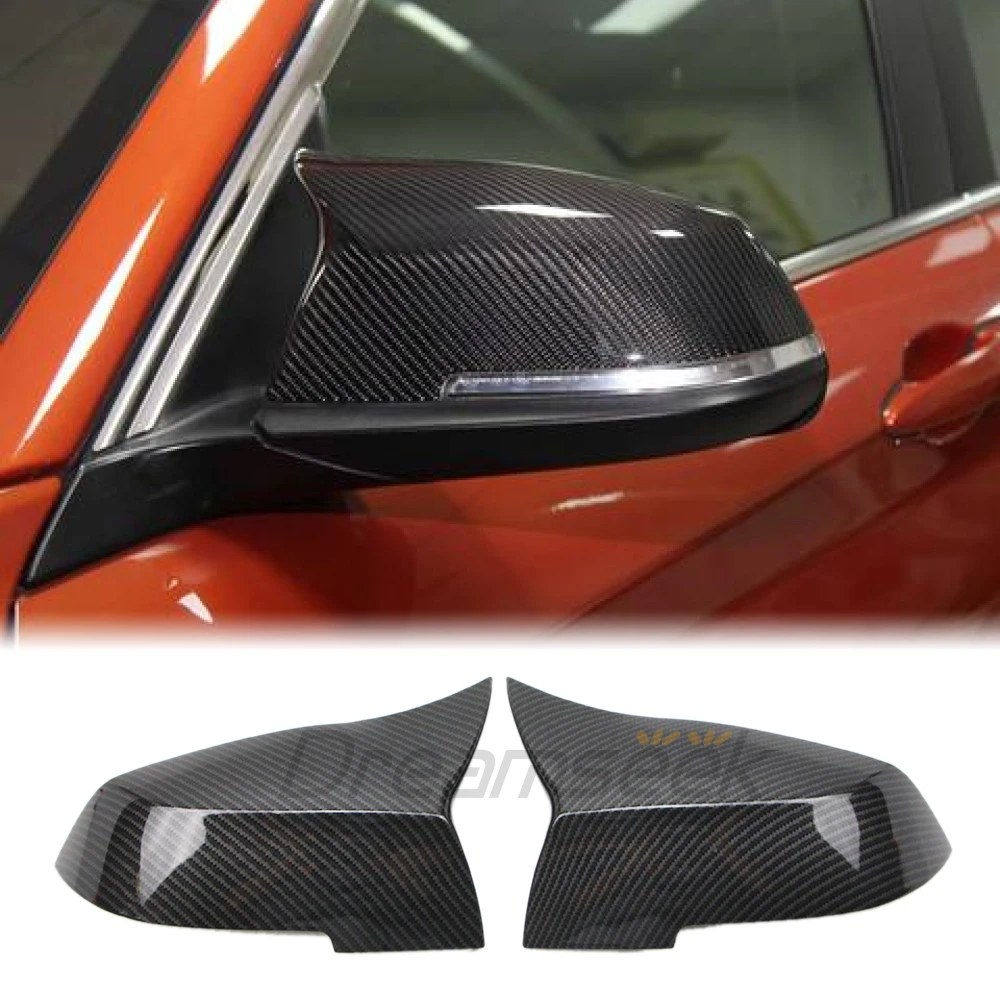 Pair Rearview Side Mirror Cover Fit For BMW F30 F31 320i 328i 330i Sedan / Touring 2012 2013-2018 Carbon Fiber Style Replacement