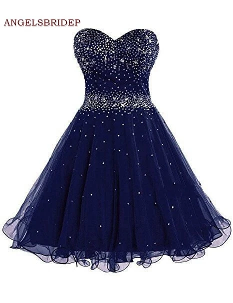 

ANGELSBRIDEP Sweetheart A-Line Homecoming Dresses Vestidos de festa Sparkly Crystal Beading Formal Graduation Party Gowns Hot