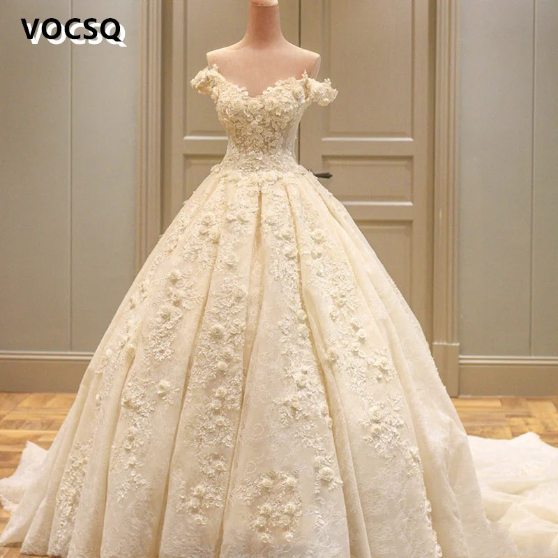 

Luxury Wedding Dresses with Flowers Appliques Bridal Ball Gowns for Wedding vestidos de novia vestidos novias boda فساتين حفلات