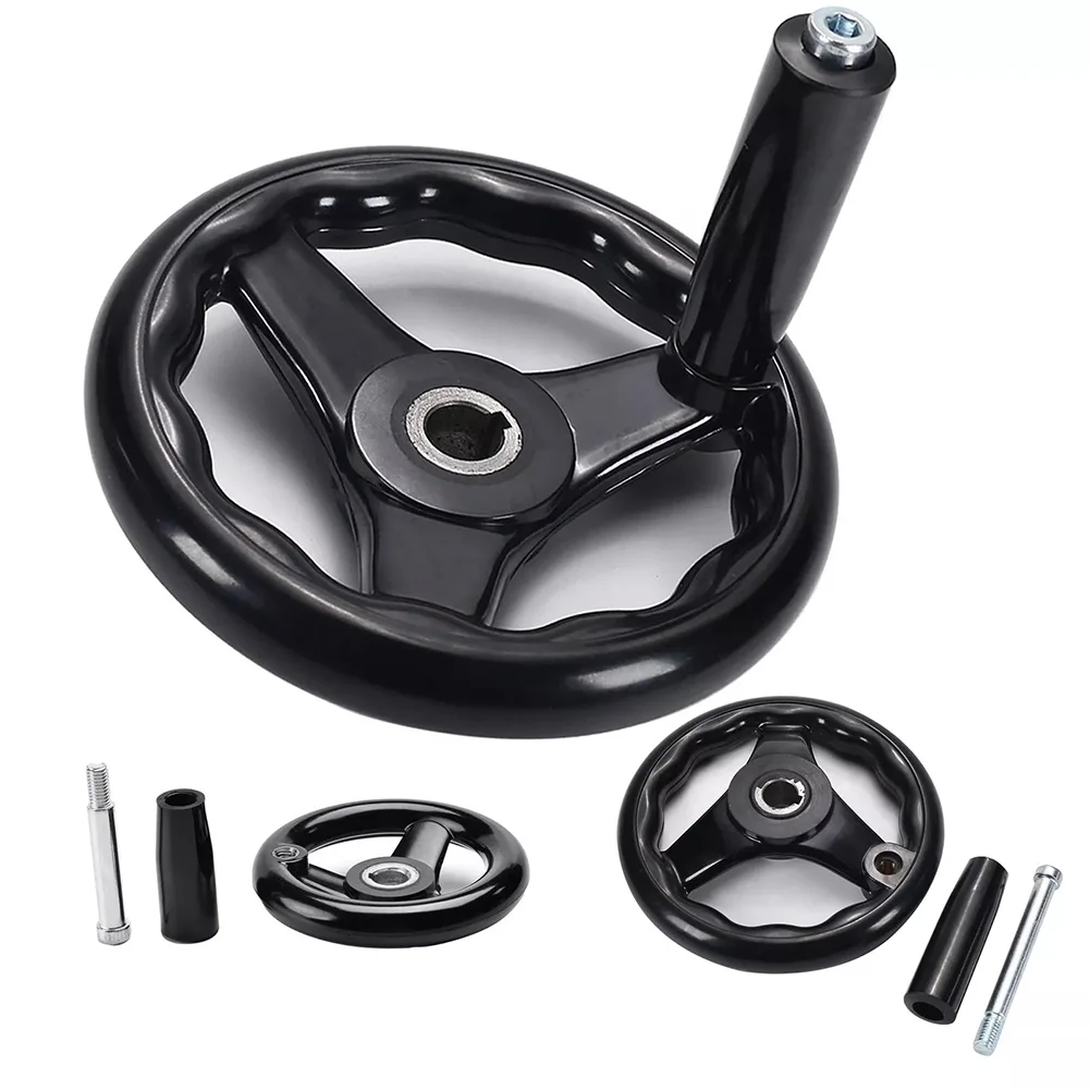 D125/200/100/160mm 3 Spoke Hand Wheel With Revolving Handle For Milling Machine Rotating Handle Modern Design