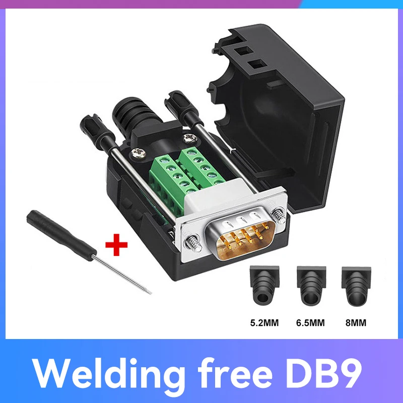 DB9 Connector D-SUB 9Pin male female solderless serial AWG Wire cable adapter with shell rs485 plug rs232 COM adapter terminal