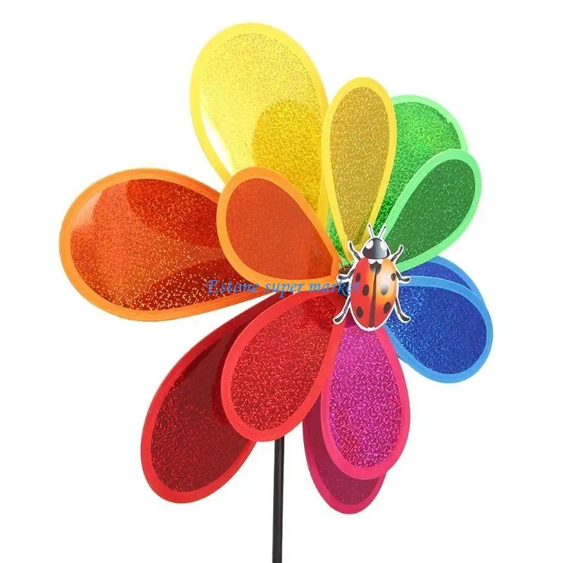 090B Sequins Insect Windmill Whirligig Wind Spinner Home Yard Garden Decor Kids Toy
