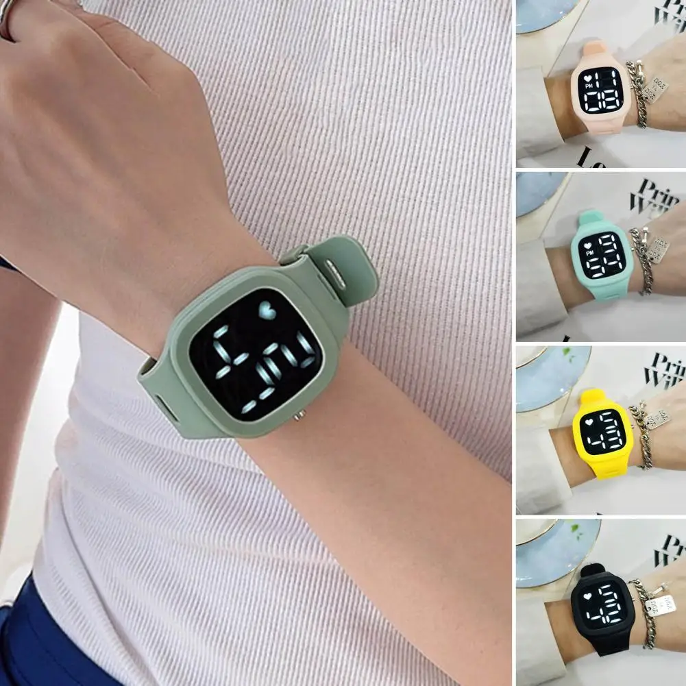 New Outdoor Sports Colour Electronic Watch Led Digital Square Watch Silicone Strap Women Men Student Wrist Watches