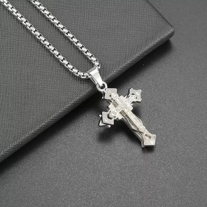 High Quality Cross Titanium Steel Non Fading Necklace,Domineering and Trendy Men's hip-hop Pendant Chain,New Handsome Men Women image 6