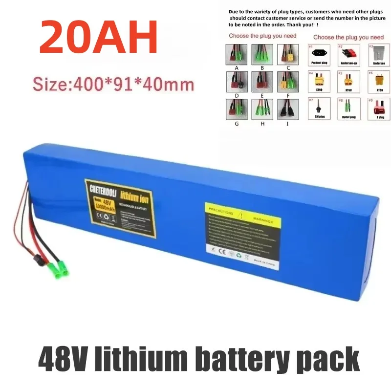 Poderosa bateria de íon de lítio 48v 20ah 13s4p 18650 pacote recarregável com bms para ferramentas elétricas de caminhada substituição 500w 750w