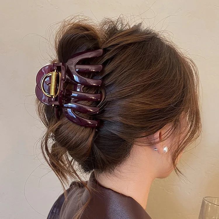 1pc Premium Acetate Pumpkin Large Shark Clip 2026 New Back of Head Bun Maker for Women Thick Hair Volumizing