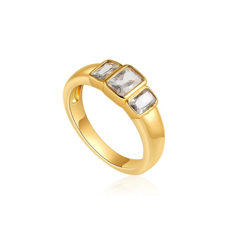 Women's Waterproof Zircon Wedding Ring, 18K Gold Plated