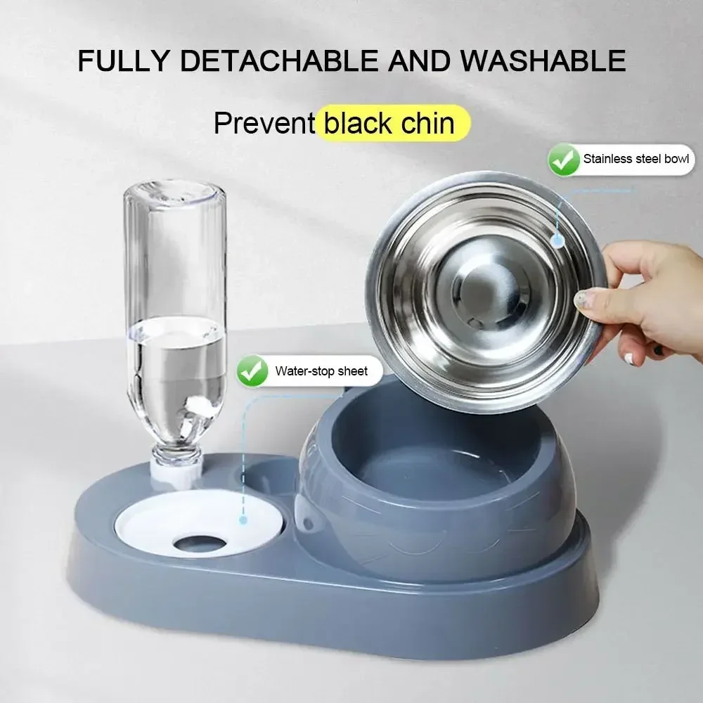 Cat Bowl Water Dispenser 2-in-1  Automatic  Water Storage Pet Dog Cat Food Bowl Food Container with Waterer Pet Waterer Feeder