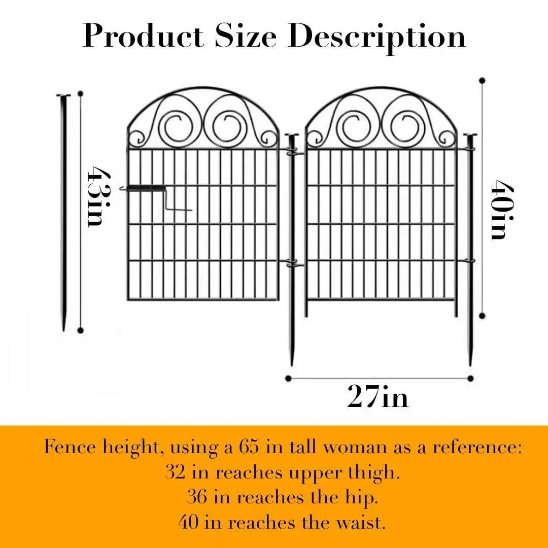 #Tall Garden Animal Barrier Fencing with Gate, 40 Inch(H) 20 Panels Total Length 43.7 Ft Outdoor Dog Fence, Picket, Customized