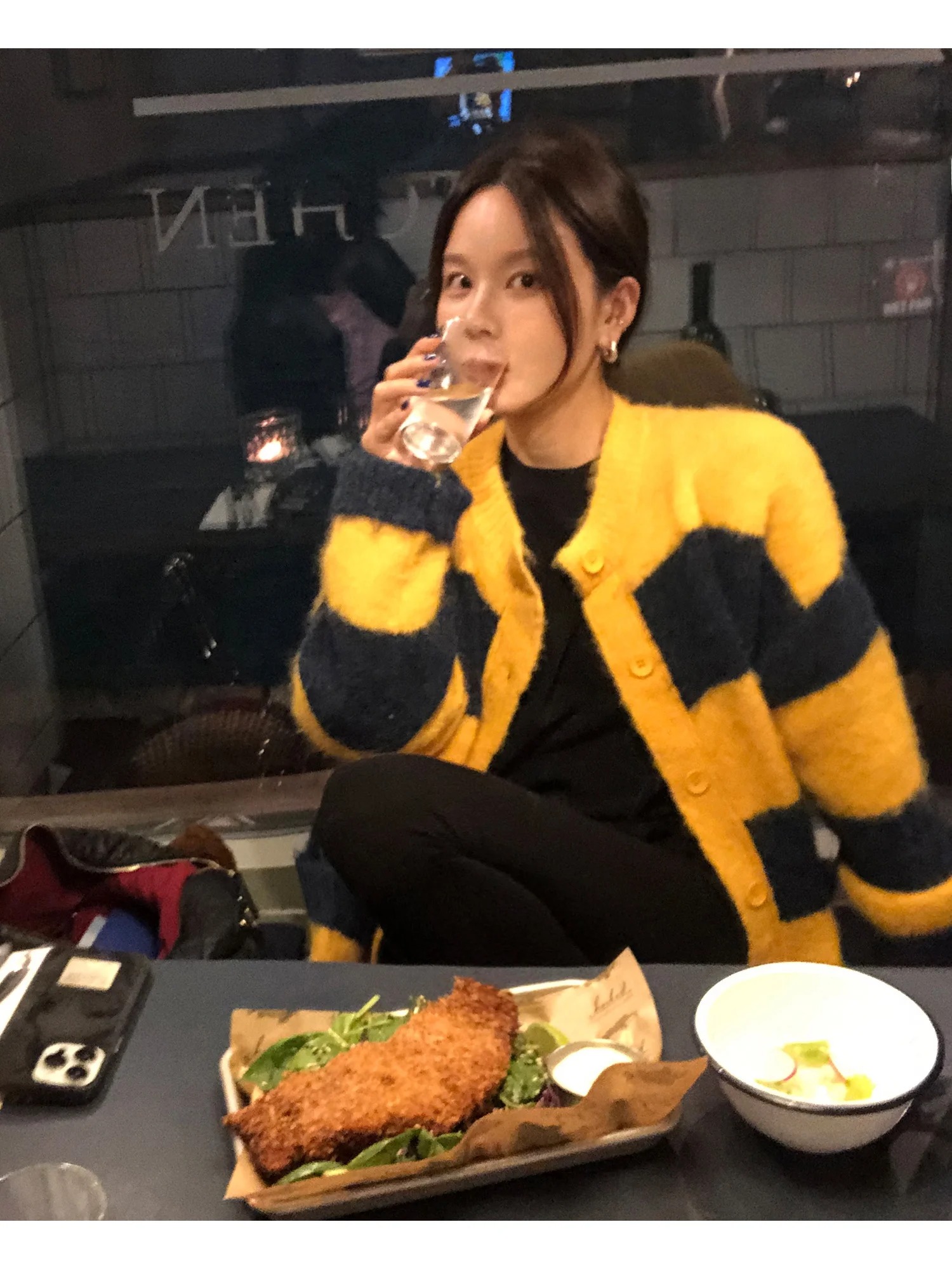 

WXLSTUDIO Artistic Dopne Color Blo Stripes Loose Women's Sweater Cardigan Long Sve Regular Length Nylon Polyester Woo...