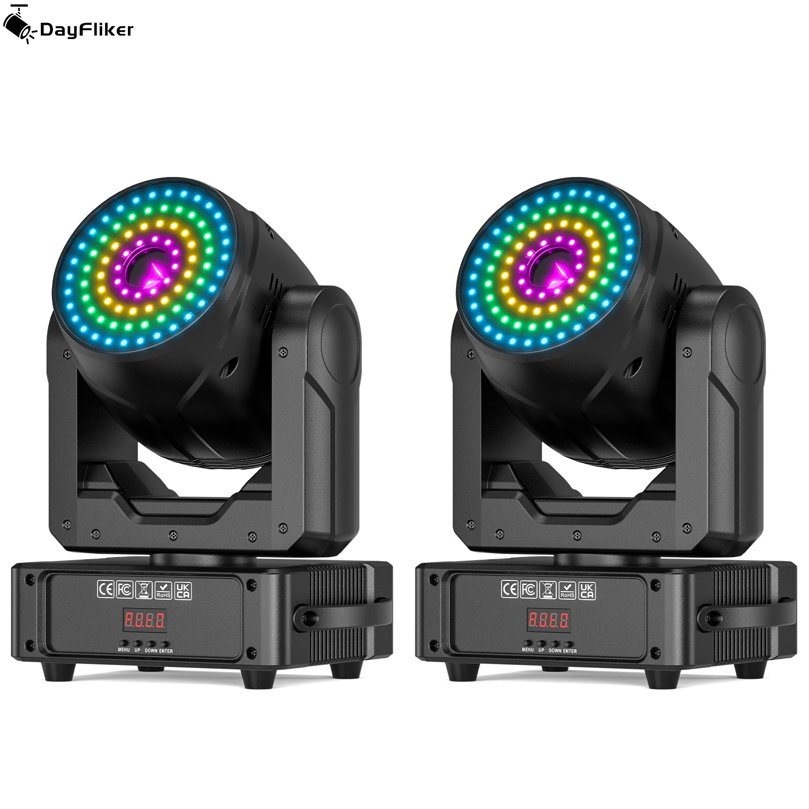 

DayFlicker 2Pcs 120W RGB Projector With Bluetooth APP DMX512 Voice Control 28CH For DJ Stages Bars With 100+ Dynamic Effects