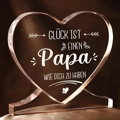 1pc  Dad Gift from Daughter Son, Heart-Shaped Acrylic Home Decoration, Personalised Gifts for Dad, Birthday Decoration for Dad