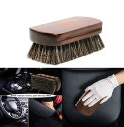 Horsehair Leather Textile Cleaning Brush for Car Interior Furniture Apparel Bag Shine Polishing Brush Auto Wash