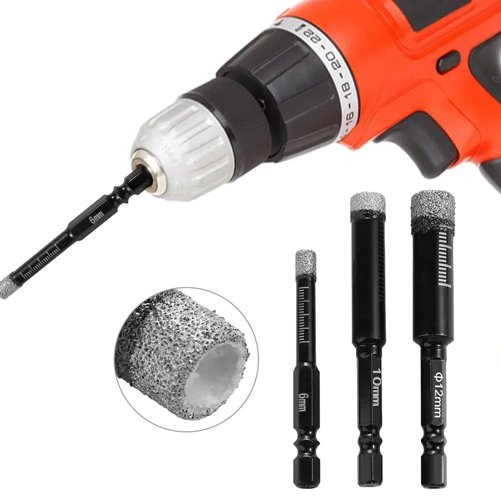 

6-16mm Hexagonal Shank Tile Drill Bit Marble Granite Drill Bit Diamond Coated Dry Hole Saw Glass