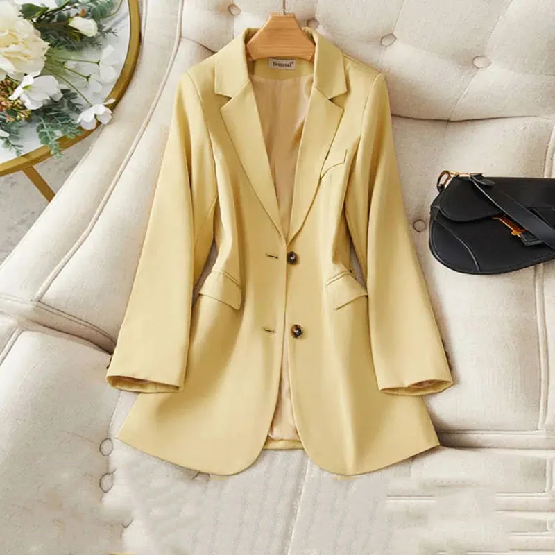 

White Suit Women's Coat 2023 New Spring Autumn Korean Long Sleeve Single Breasted Blazers Women Jacket Casual Ladies Blazer Tops