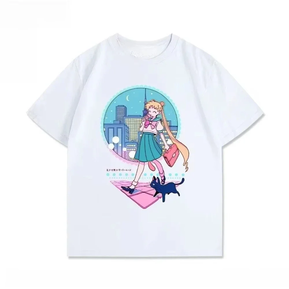 Pretty Soldier Sailor Moon Yuki Yuki Gender-neutral pure Cotton T-Shirt for Summer 2026 New Anime Print Casual Short-Sleeved Top
