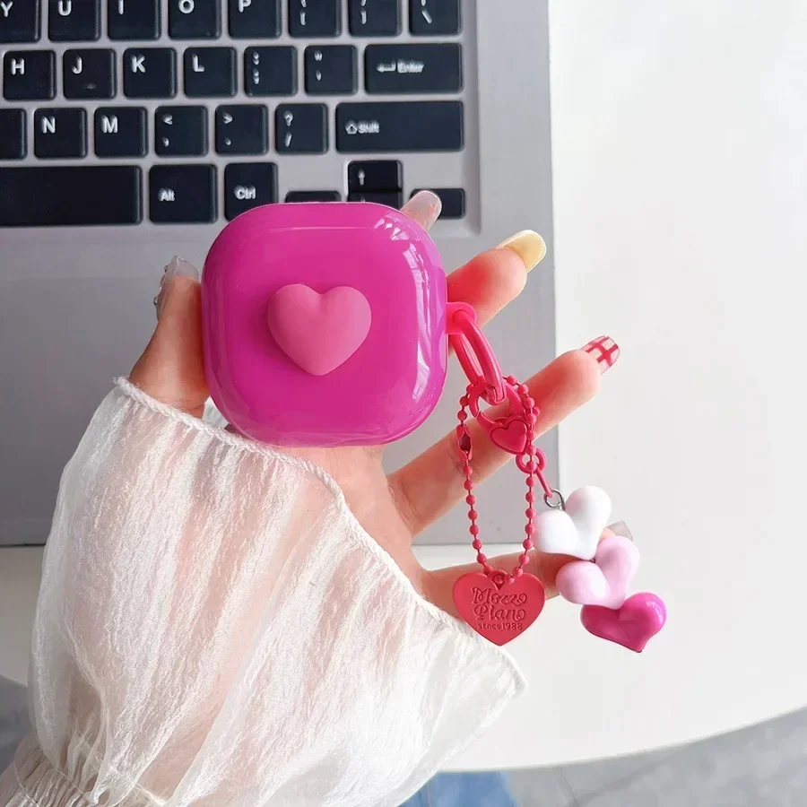 Love Rose Pink para Samsung Galaxy Buds Pro Live 2 Buds2 Pro funda protectora escudo para Galaxy Buds FE con llavero