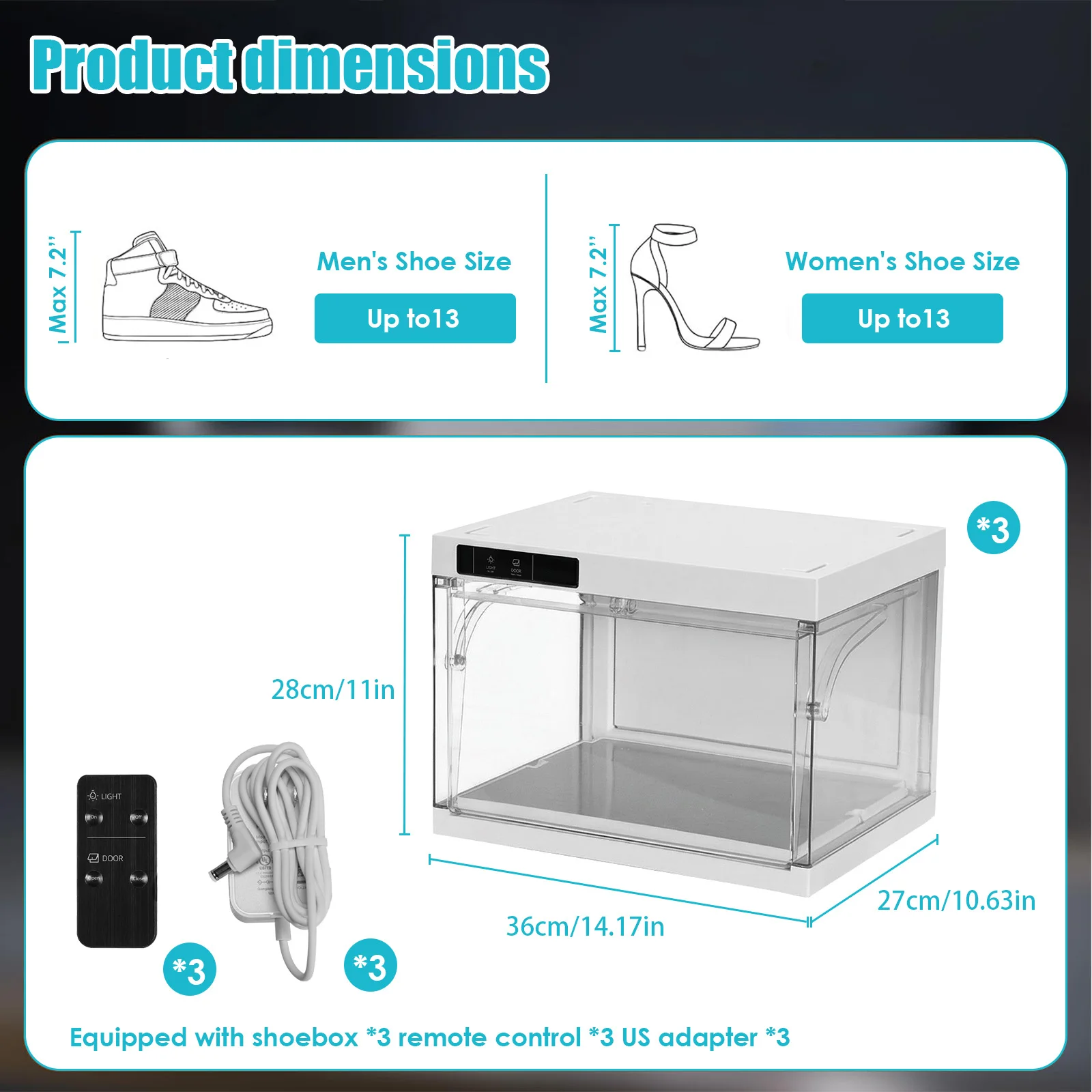 

Умный демонстрационный бокс для обуви с LED-подсветкой и пультом ДУ для любителей кроссовок