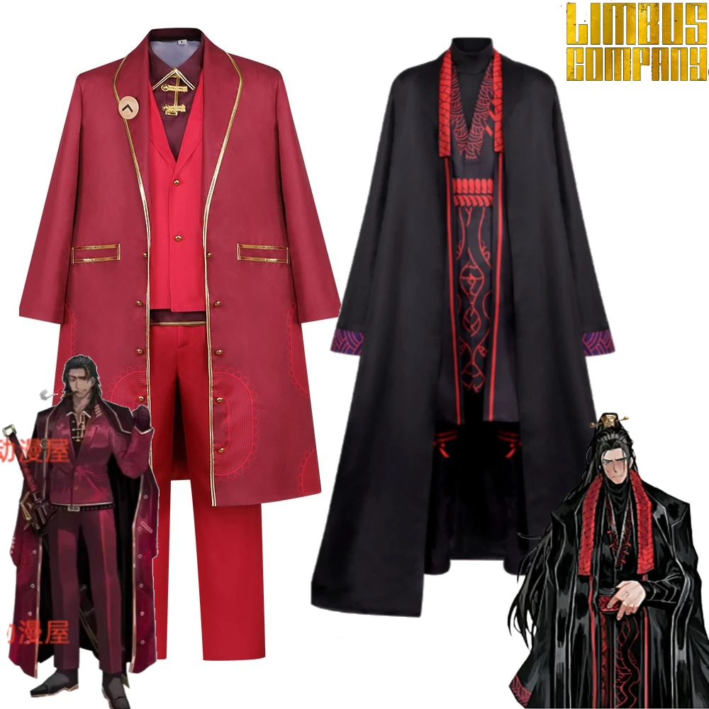 

Limbus Company Cosplay Costume for Jiaqiu Lei Heng Game-Inspired Red Black Ancient-Style Coat for Anime Cosplay Performance