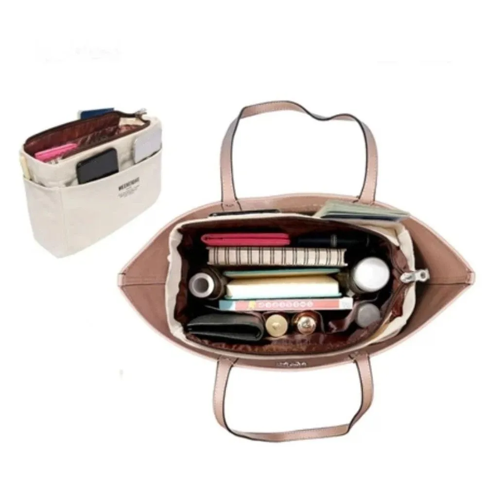 

Canvas Sundry Storage Bag Multi-Pocket Toiletry Container Handbag Insert Sturdy Multifunctional Drawstring Cosmetic Bag Girls