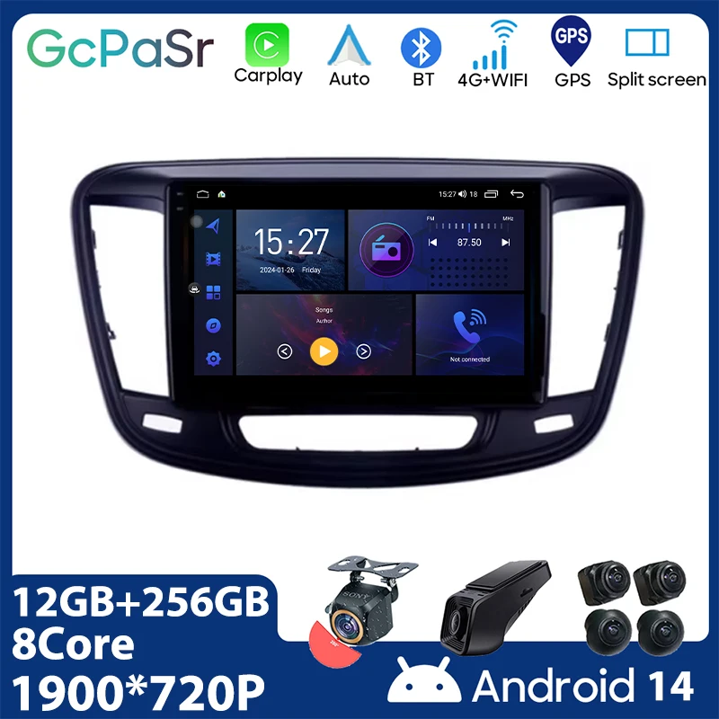 

Android Auto для Chrysler 200 200C 200S 2015-2019 Автомобильный радиоприемник Мультимедийный видеостереоплеер Carplay Навигация GPS DSP 5G WIFI