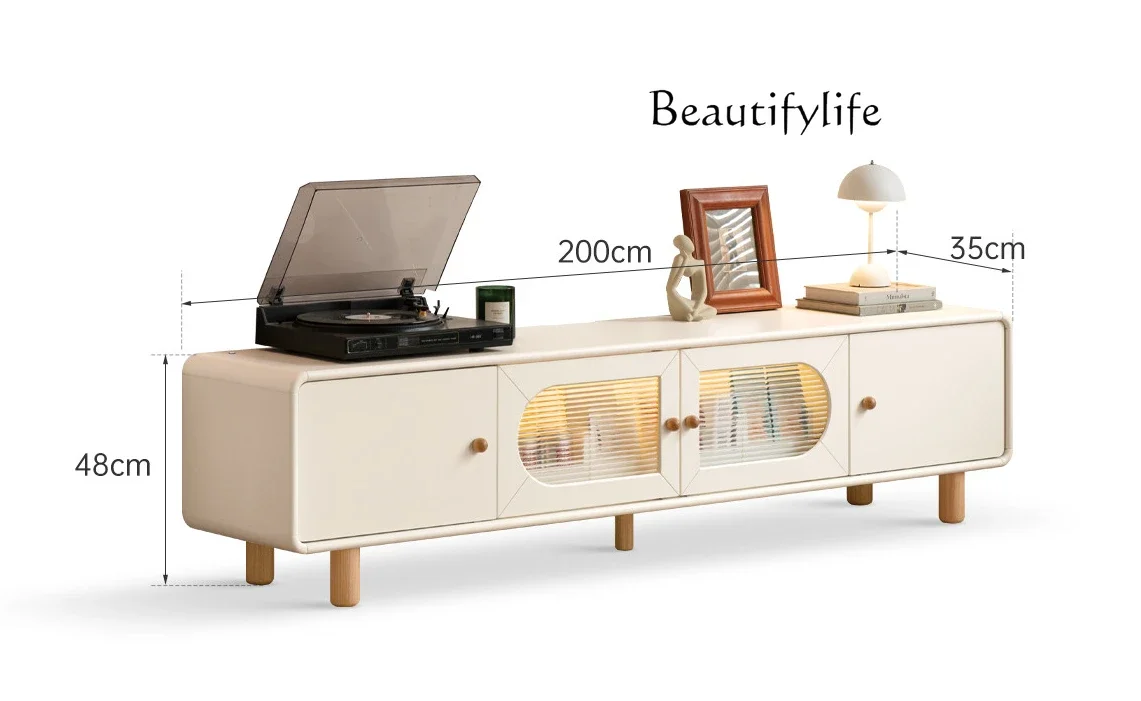 Nordic cream style solid wood TV cabinet household living room simple audio-visual cabinet