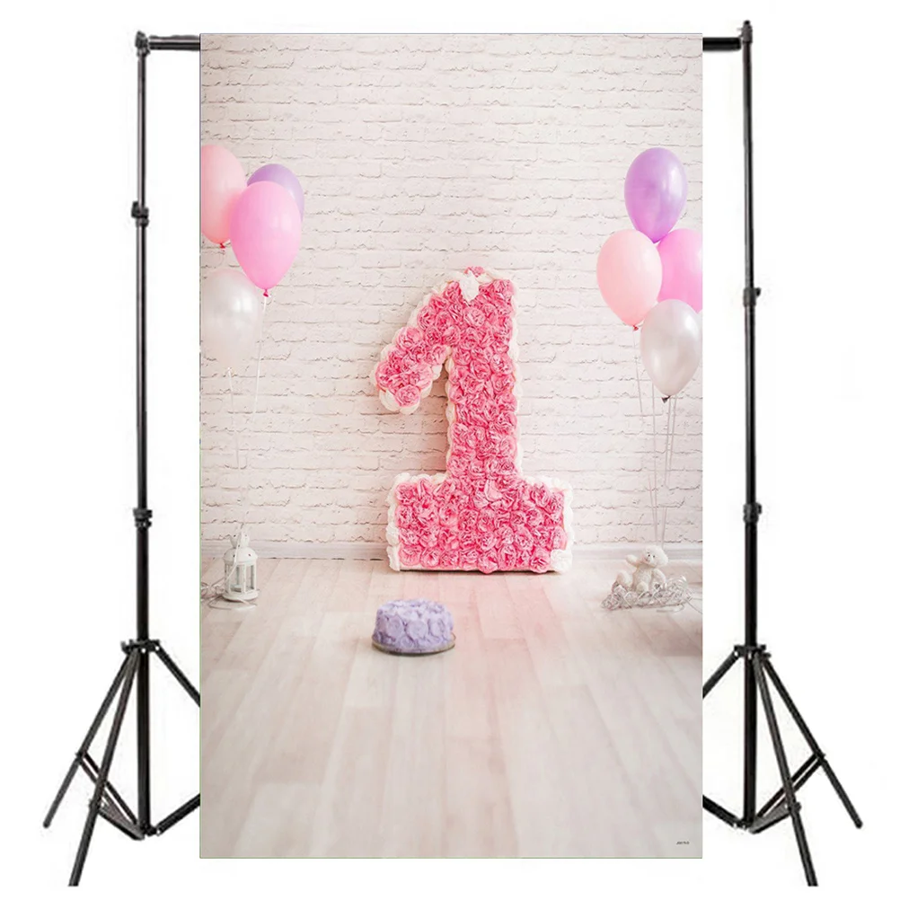 

1st Birthday Photo Backdrop Cloth Durable 3D Cartoon Balloon Floral Seamless Background Wall for Baby Photos Cartoon Background