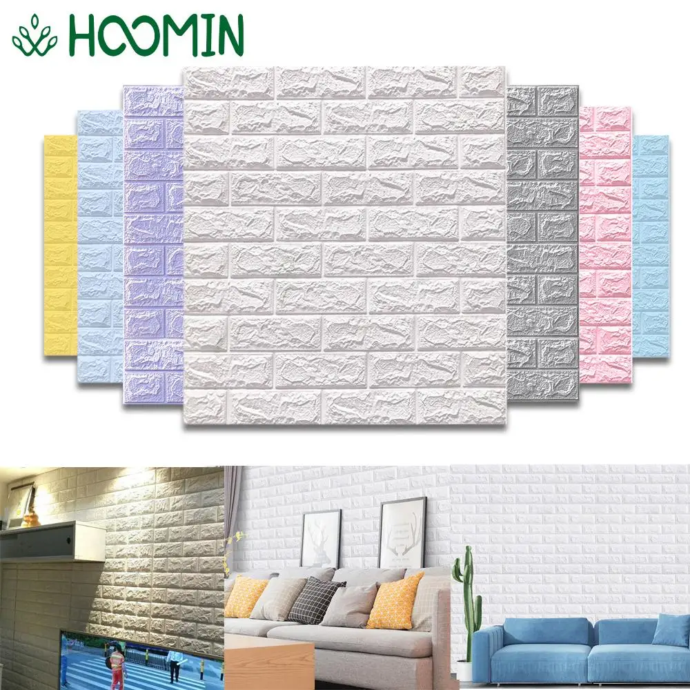 

10 Pcs Self Adhesive For Living Room Kitchen TV Backdrop DIY 70x77 cm Imitation Brick 3D Wall Sticker Waterproof Wallpaper