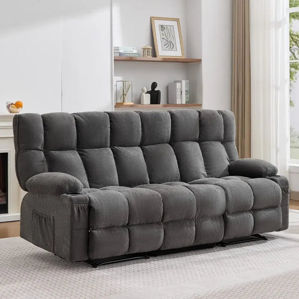 

Seater Recliner Sofa Set, AntiScratch Reclining Loveseat Sofa amp Couch for Living Room, RV, Home Theater ApartmentBeige, 3 Sea