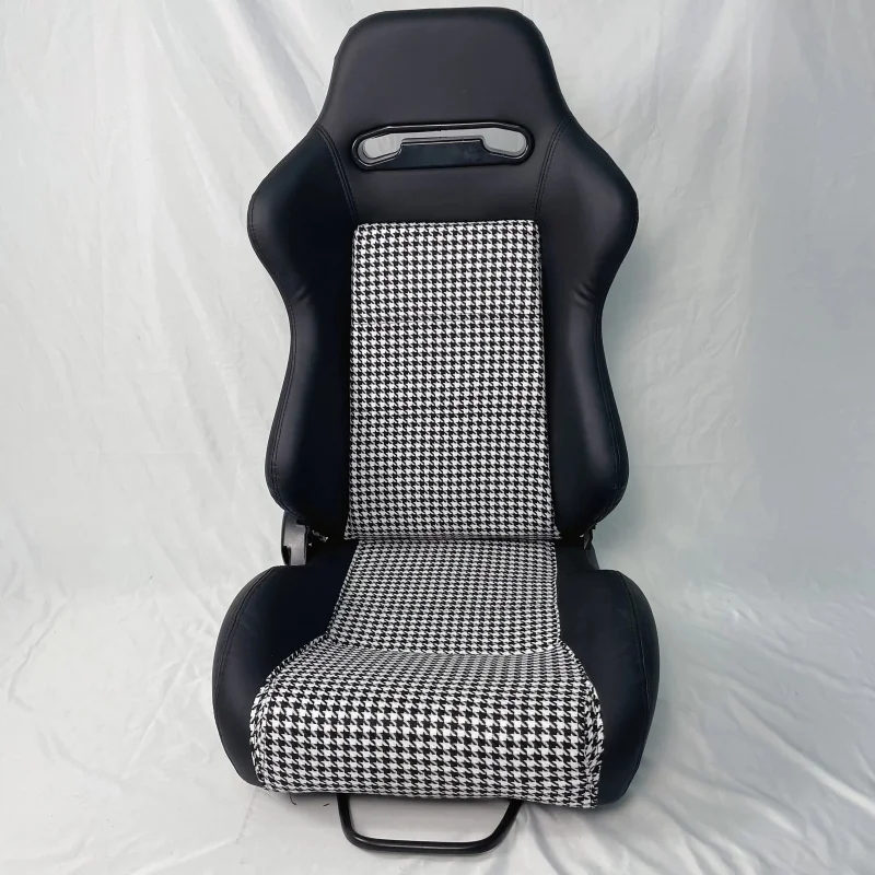 Suitable for Universal Car Seat Racing Black PVC Leather Houndstooth Reclining Racing Seat