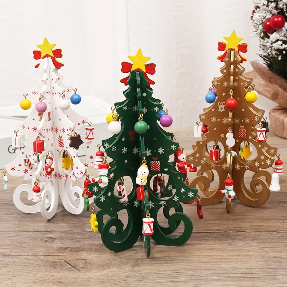 עץ חג המולד בעבודת יד עץ חג המולד קישוט 3d קישוט עם אביזרים תלויים, הופעה לוח השנה תפאורה חגיגי תפאורה מתנה