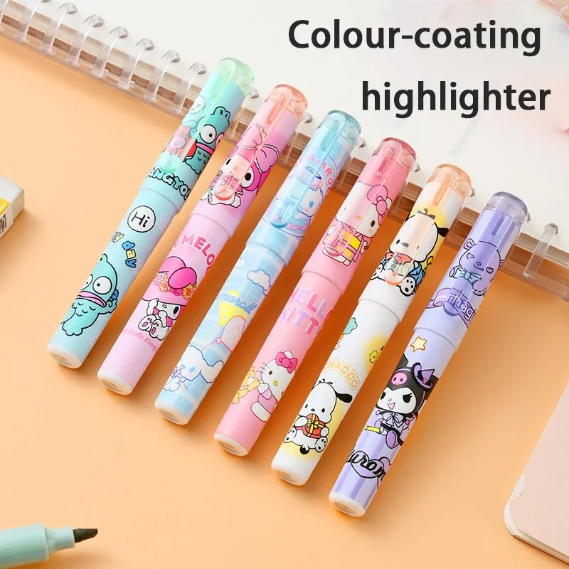 Sanrio 6Pcs/Set Highlighter Cute Stationery Color Marker School Supplies Student Marker Highlighter Student Stationery Supplies