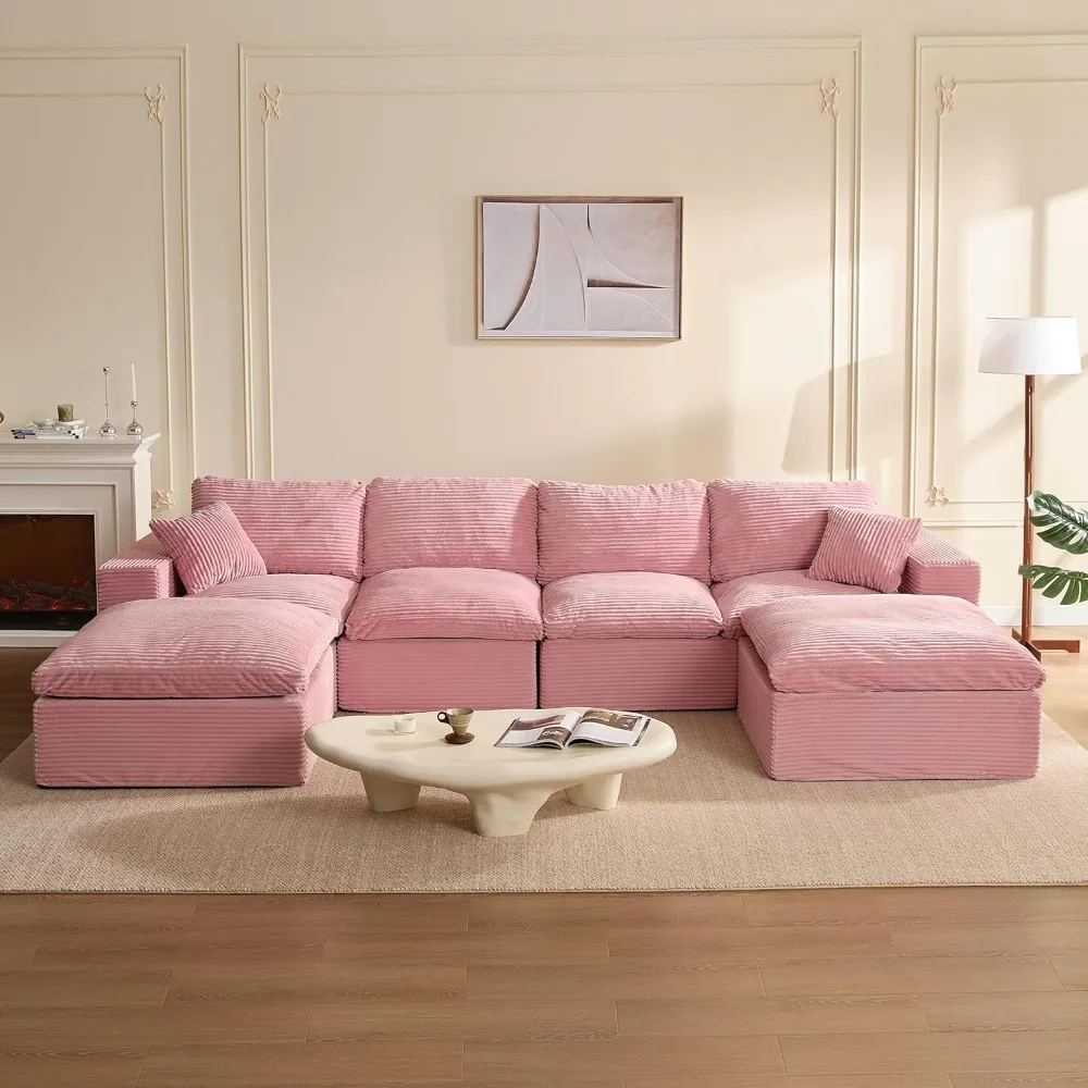 

137.8-inch Living Room Sectional Sofa, Modular Sectional Sofa, Convertible Sofa Bed, U-shaped Comfortable Sofa Furniture Set