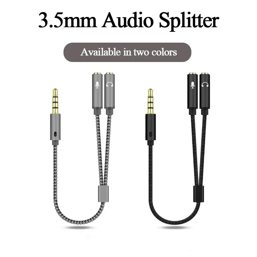 Headset Splitter 3.5mm Audio+Mic Stereo Headphone Splitter Audio 3.5mm 4 Pole Jack Y Cable for PS4,PC Gaming Headset,Xbox One