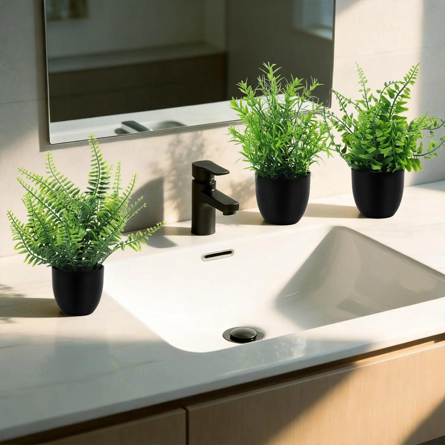 4 Packs Fake Plants Artificial Plants Small Faux Plants Black Bathroom Accessories for Bathroom Home Office Table Decor Indoor - view 5
