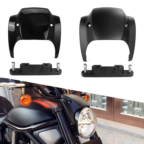 Máscara frontal corta negra brillante/mate para motocicleta, cubierta de carenado para faro para Harley v-rod Night Rod Muscle 2002-2011 2012-2017