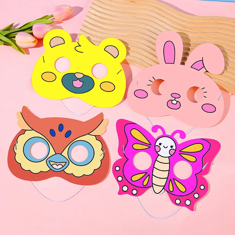 8Pcs Cartoon Animal Painting Mask DIY Graffiti Educational Toys for Kids Birthday Party Favors Kindergarten Prize Pinata Fillers