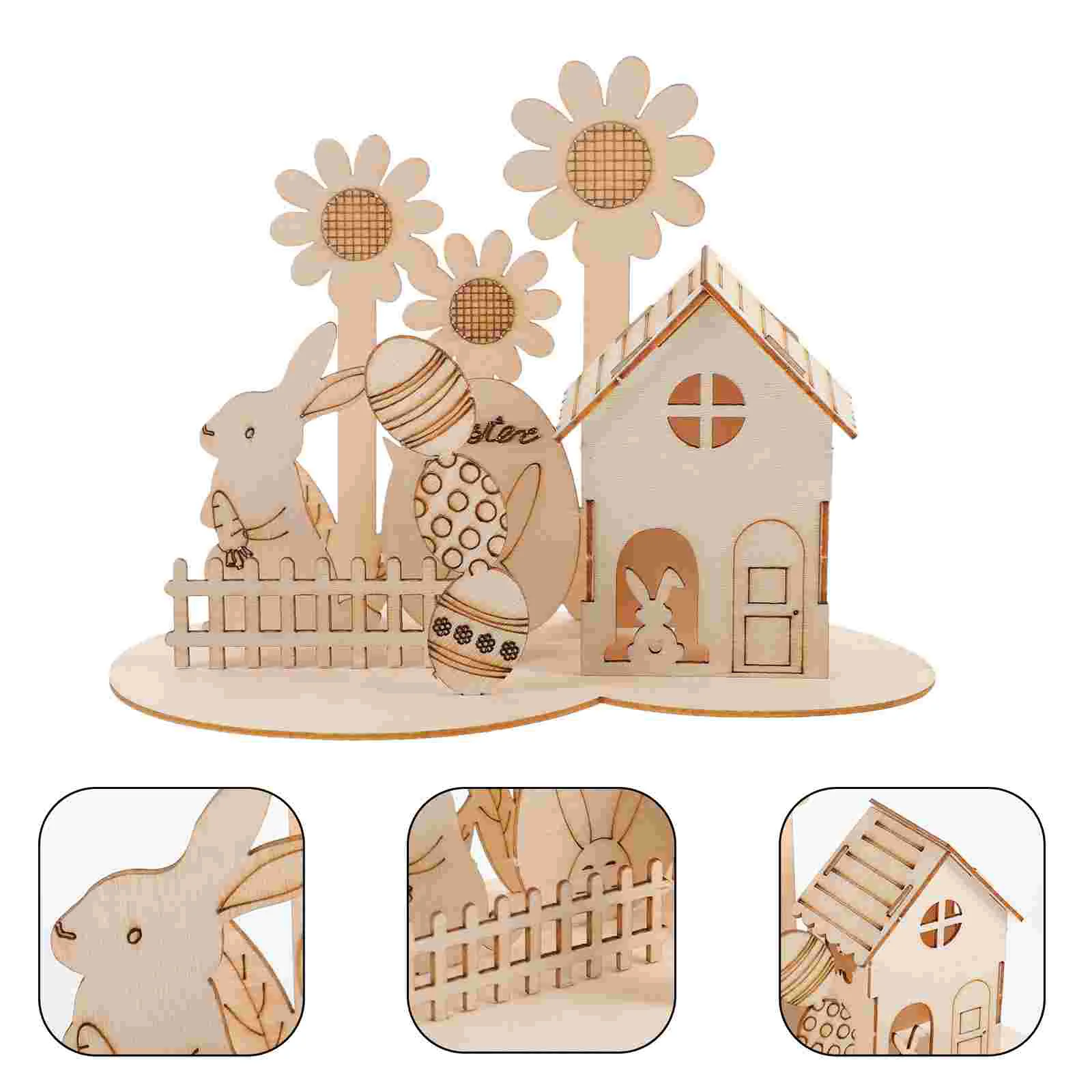Easter Egg Decoration Wood Puzzles for Children Cartoon Wooden Assembly Toy Themed Toys Toddlers Learning